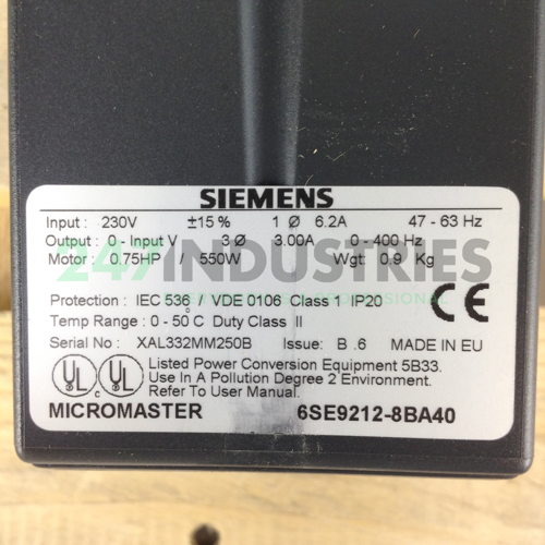 6SE9212-8BA40 Siemens Image 2