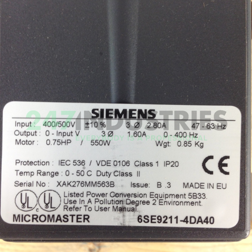 6SE9211-4DA40 Siemens Image 2