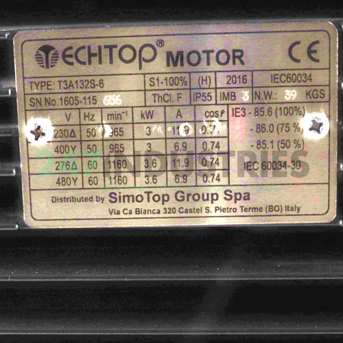 T3A132S-6-B3 TechTop Motor Image 4