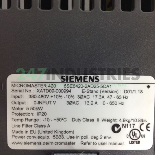 6SE6420-2AD25-5CA1 Siemens Image 2