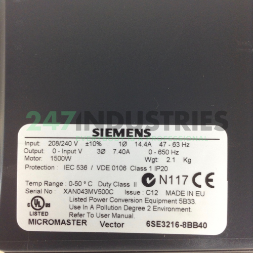 6SE3216-8BB40 Siemens Image 2