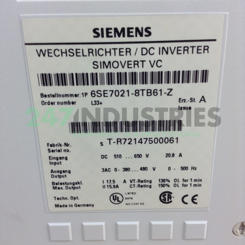 6SE7021-8TB61-Z Siemens Image 2