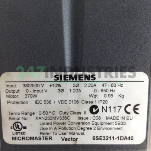 6SE3211-1DA40 Siemens Image 2
