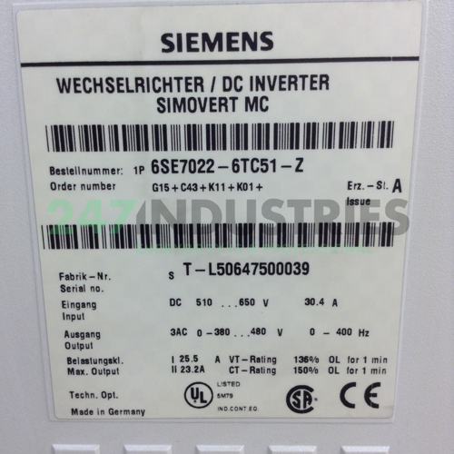 6SE7022-6TC51-Z Siemens Image 2