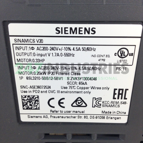 6SL3210-5BB12-5BV1 Siemens Image 2