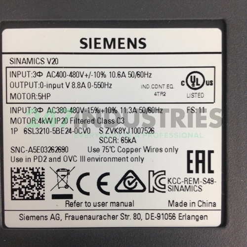 6SL3210-5BE24-0CV0 Siemens Image 2