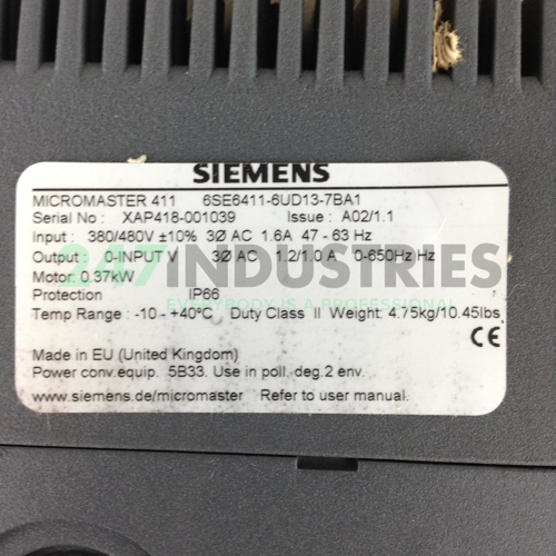 6SE6411-6UD13-7BA1 Siemens Image 2