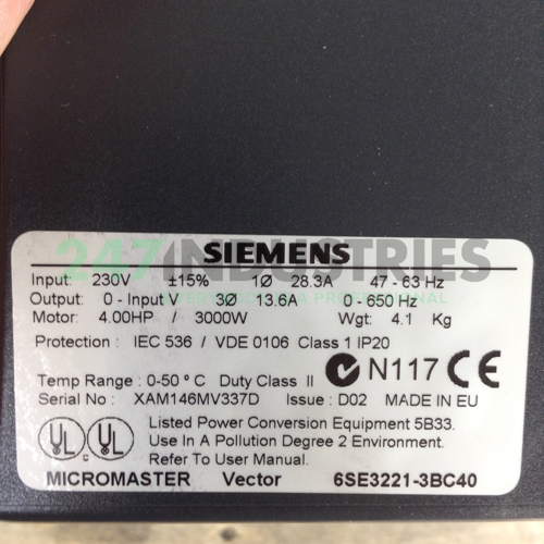 6SE3221-3BC40 Siemens Image 2