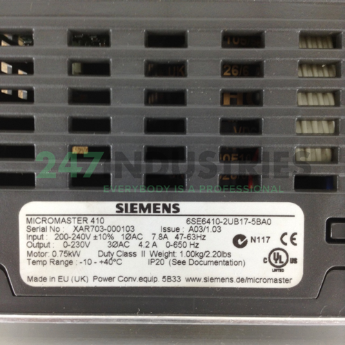 6SE6410-2UB17-5BA0 Siemens Image 2