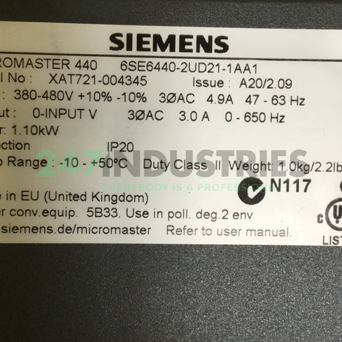 6SE6440-2UD21-1AA1 Siemens Image 4