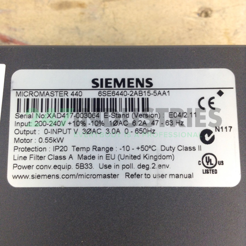 6SE6440-2AB15-5AA1 Siemens Image 2