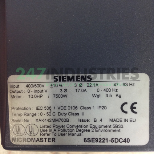 6SE9221-5DC40 Siemens Image 2
