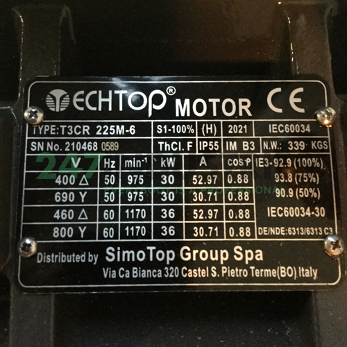 T3CR225M6-B3 TechTop Motor Image 4