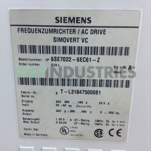 6SE7022-6EC61-Z Siemens Image 2