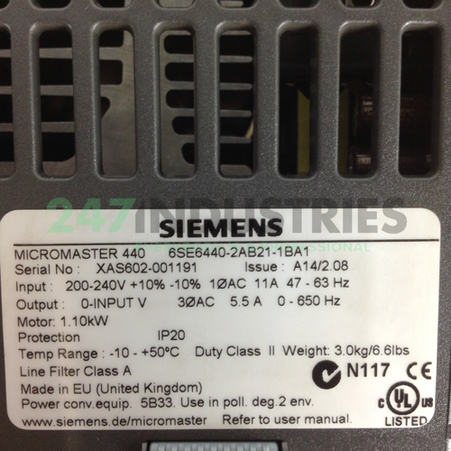 6SE6440-2AB21-1BA1 Siemens Image 2