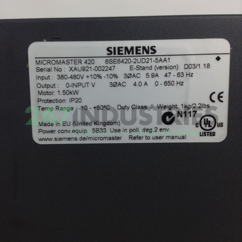 6SE6420-2UD21-5AA1 Siemens Image 3