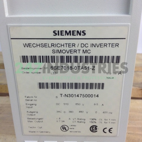 6SE7018-0TA51-Z Siemens Image 2
