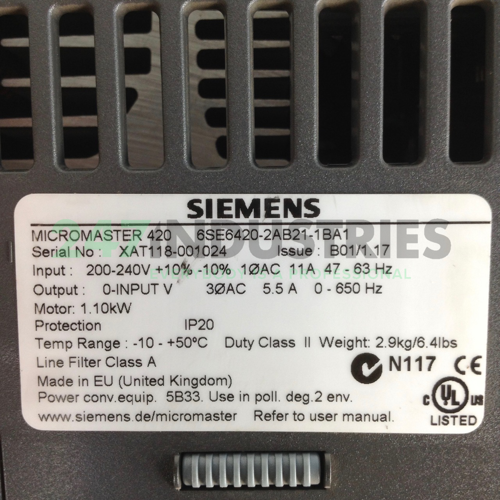 6SE6420-2AB21-1BA1 Siemens Image 2