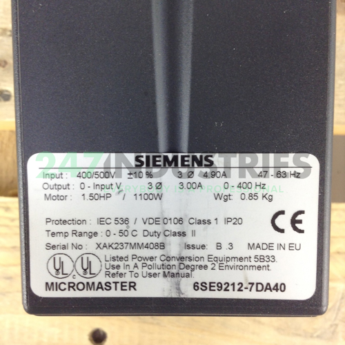 6SE9212-7DA40 Siemens Image 2