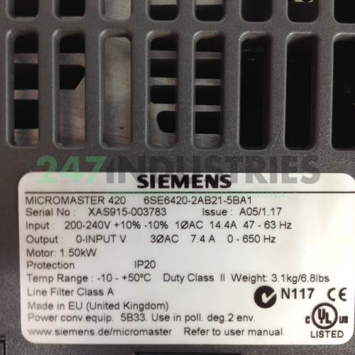 6SE6420-2AB21-5BA1 Siemens Image 2
