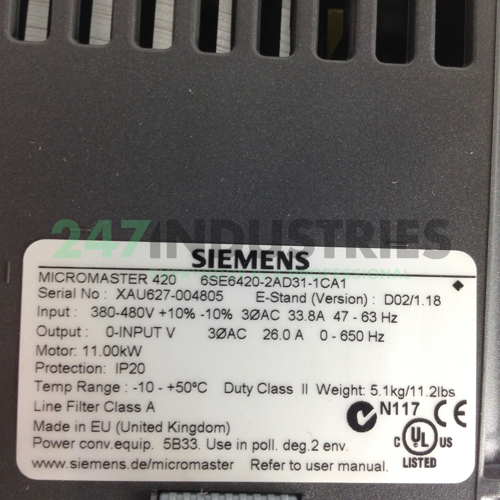 6SE6420-2AD31-1CA1 Siemens Image 2