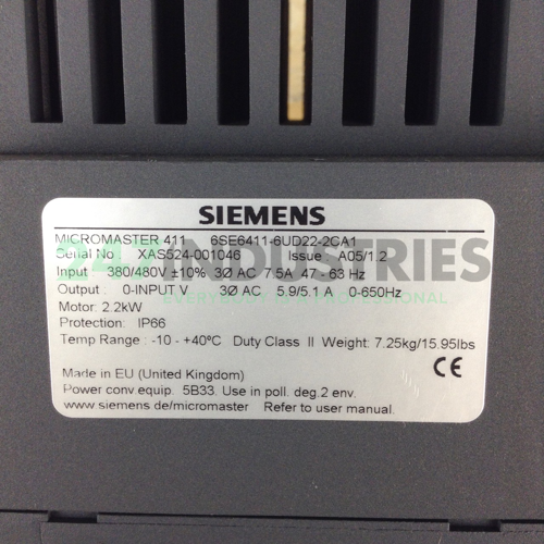 6SE6411-6UD22-2CA1 Siemens Image 2