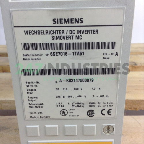 6SE7016-1TA51 Siemens Image 2