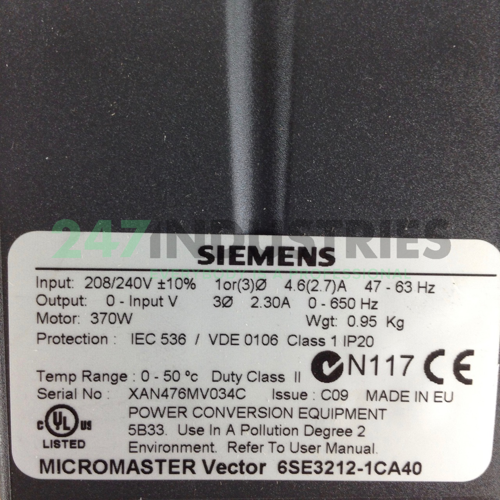 6SE3212-1CA40 Siemens Image 2