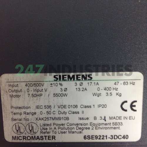 6SE9221-3DC40 Siemens Image 2