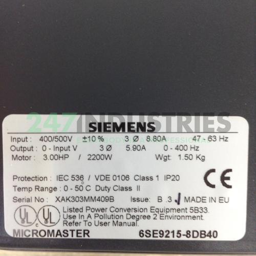 6SE9215-8DB40 Siemens Image 2