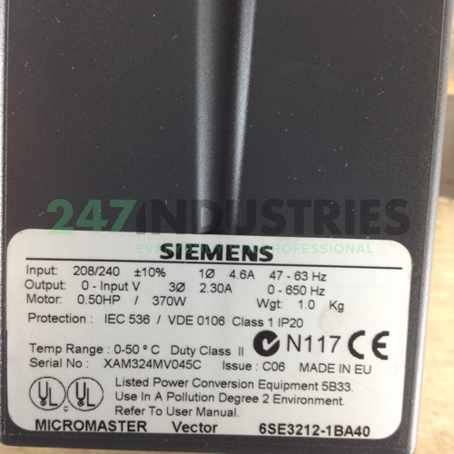 6SE3212-1BA40 Siemens Image 2