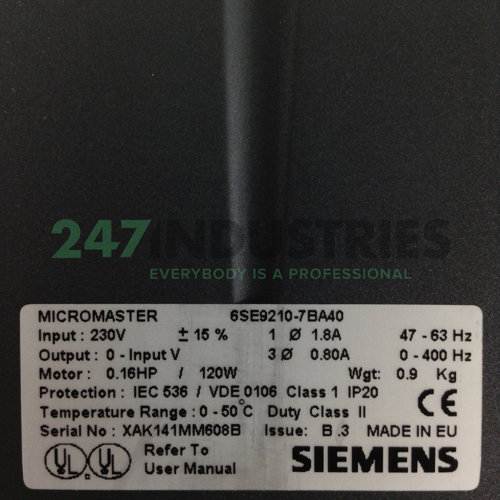 6SE9210-7BA40 Siemens Image 2