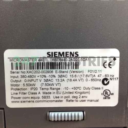 6SE6440-2AD25-5CA1 Siemens Image 2