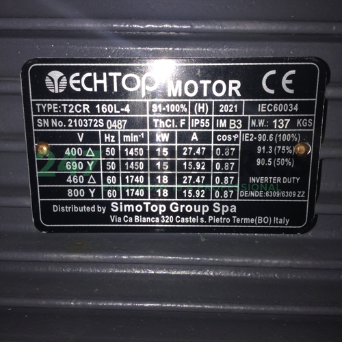 T2CR160L-4-B3 TechTop Motor Image 4