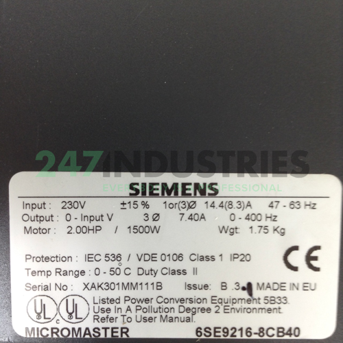 6SE9216-8CB40 Siemens Image 2
