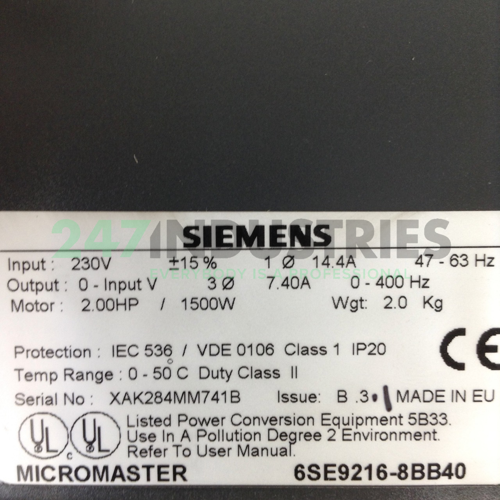 6SE9216-8BB40 Siemens Image 2