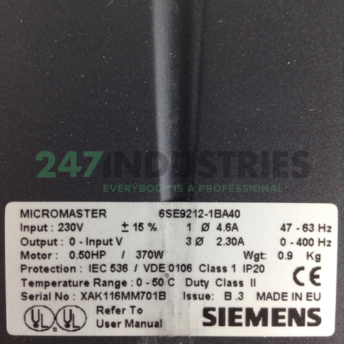 6SE9212-1BA40 Siemens Image 2
