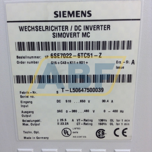 6SE7022-6TC51-Z Siemens