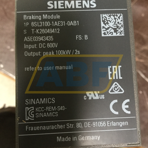 6SL3100-1AE31-0AB1 Siemens