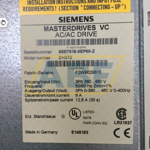 6SE7018-0EP60-Z G72 Siemens