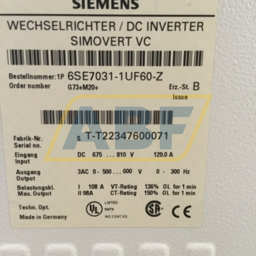 6SE7031-1UF60-Z G73+M20 Siemens