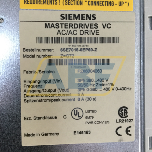 6SE7015-0EP60-Z G72 Siemens