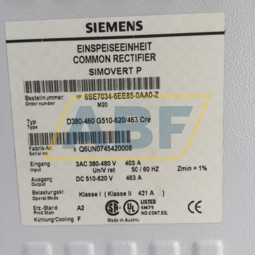 6SE7034-6EE85-0AA0-Z M20 Siemens