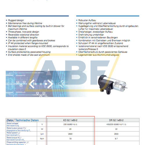 KD52.1X60-2/PLG52-288 Dunkermotoren