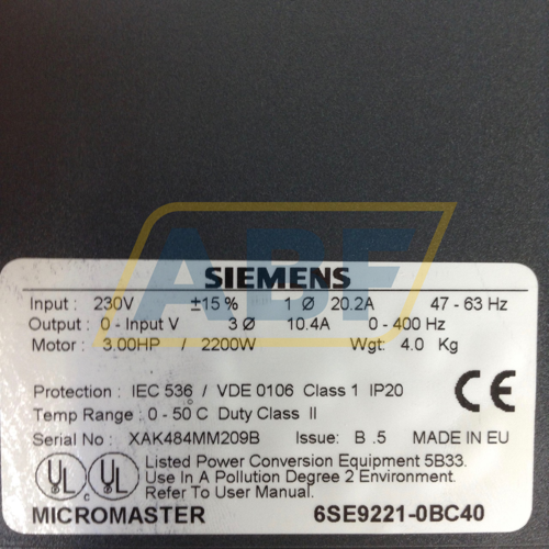 6SE9221-0BC40 Siemens