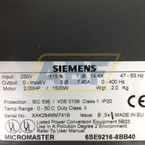 6SE9216-8BB40 Siemens