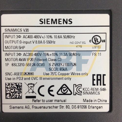 6SL3210-5BE24-0CV0 Siemens