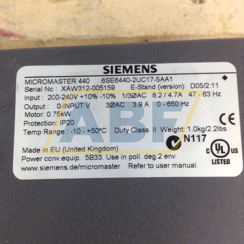 6SE6440-2UC17-5AA1 Siemens