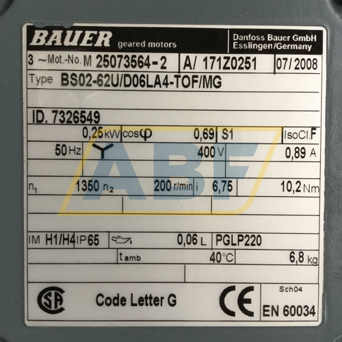 BS02-62U/D06LA4-TOF/MG Bauer